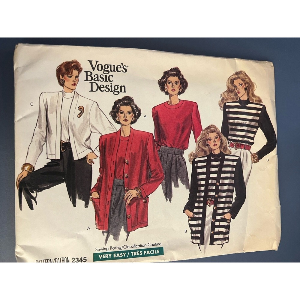 🧥 Vogue's‎ Basic Designs – Cardigan & Top Pattern 2345 – Sizes 20–24 – UNCUT ✂️